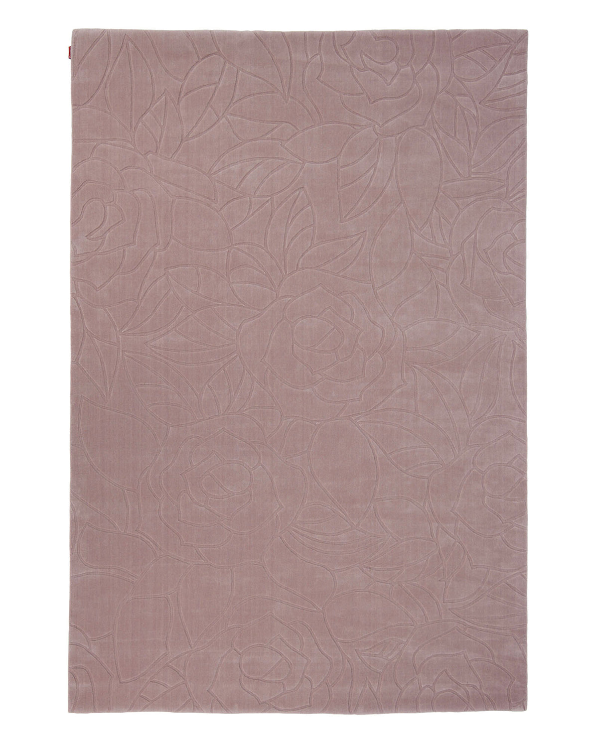 A rectangular handmade area rug in a pink color, model LKH-029 by RAMSHA HOME, featuring a subtle embossed floral pattern across the entire surface, is shown against a white background.