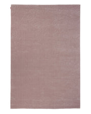 A rectangular handmade area rug in a pink color, model LKH-029 by RAMSHA HOME, featuring a subtle embossed floral pattern across the entire surface, is shown against a white background.