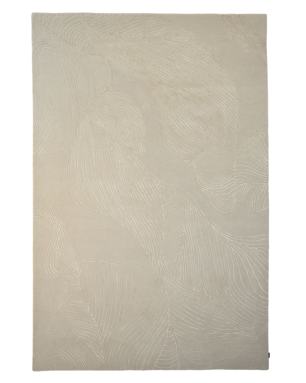 The RAMSHA HOME Vintage Inspired Home Decor Handmade Area Rug – HTWV 114 is a beige, hand-tufted rug featuring subtle, flowing leaf-like patterns and fine textured lines across its surface.