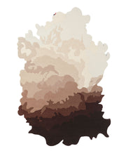 Introducing the Handmade Shape Brown Color Area Rug - HTW 86 from RAMSHA HOME: a hand-tufted wool rug featuring abstract, cloud-like forms in layered shades of beige, tan, brown, and black. Its irregular shape with wavy edges creates an organic pattern that adds a modern touch to any space.