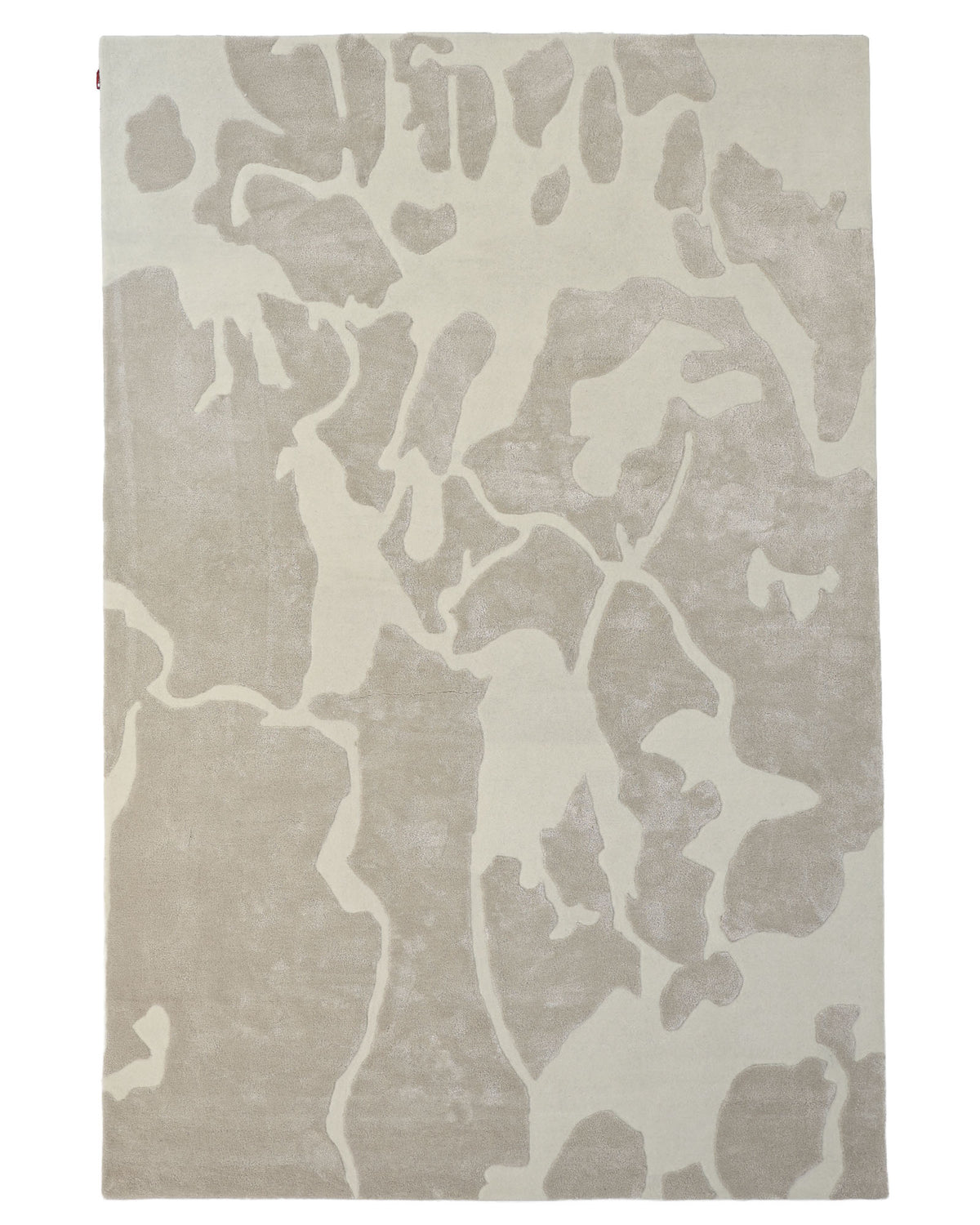 Introducing the Multi Color Handmade Area Rug - HTWV-132 from RAMSHA HOME: this rectangular handtufted rug features an abstract design in beige and off-white, with irregular shapes and patches spread unevenly across its surface. Crafted from a wool-viscose blend, it brings a modern touch and soft texture to your space.