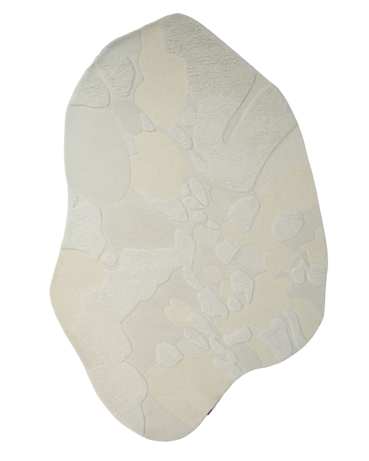 Introducing the Creative Multi Color Wool & Cotton Handmade Rug - HTW 69 (200x300cm) by RAMSHA HOME: a hand-tufted piece featuring irregular shapes and an abstract, textured design in cream and beige tones, reminiscent of natural stone—this striking neutral rug is crafted from wool and cotton to elevate any space.