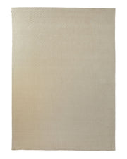 The RAMSHA HOME Decorative Rectangle Handmade Beige Color 300x400 cm Area Rug (LKH-033) features subtle, curved, textured line patterns for a modern, minimalist look.
