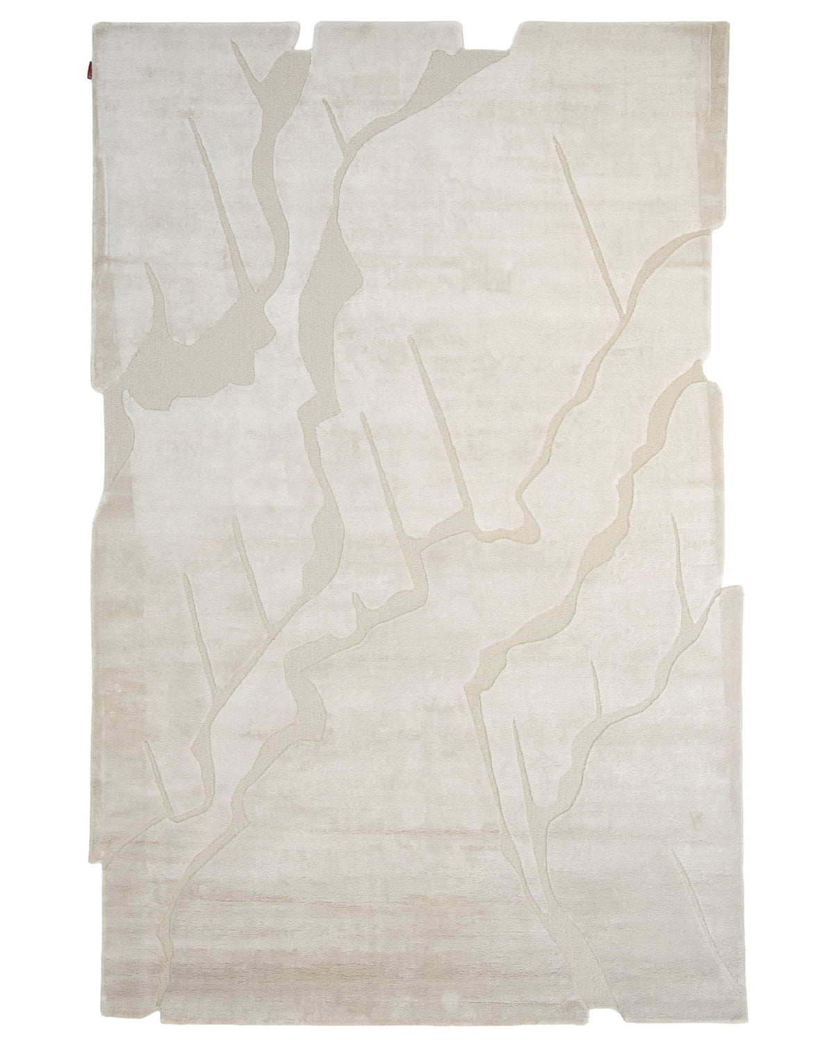 Introducing the Modern Viscose & Wool Handmade Carpet 200x300 – HTWV-172 by RAMSHA HOME. This rectangular, neutral abstract rug showcases irregular, jagged raised patterns reminiscent of cracks or abstract forms across its modern beige surface. Expertly crafted from a viscose and wool blend, it combines visual interest with a luxuriously soft texture underfoot.