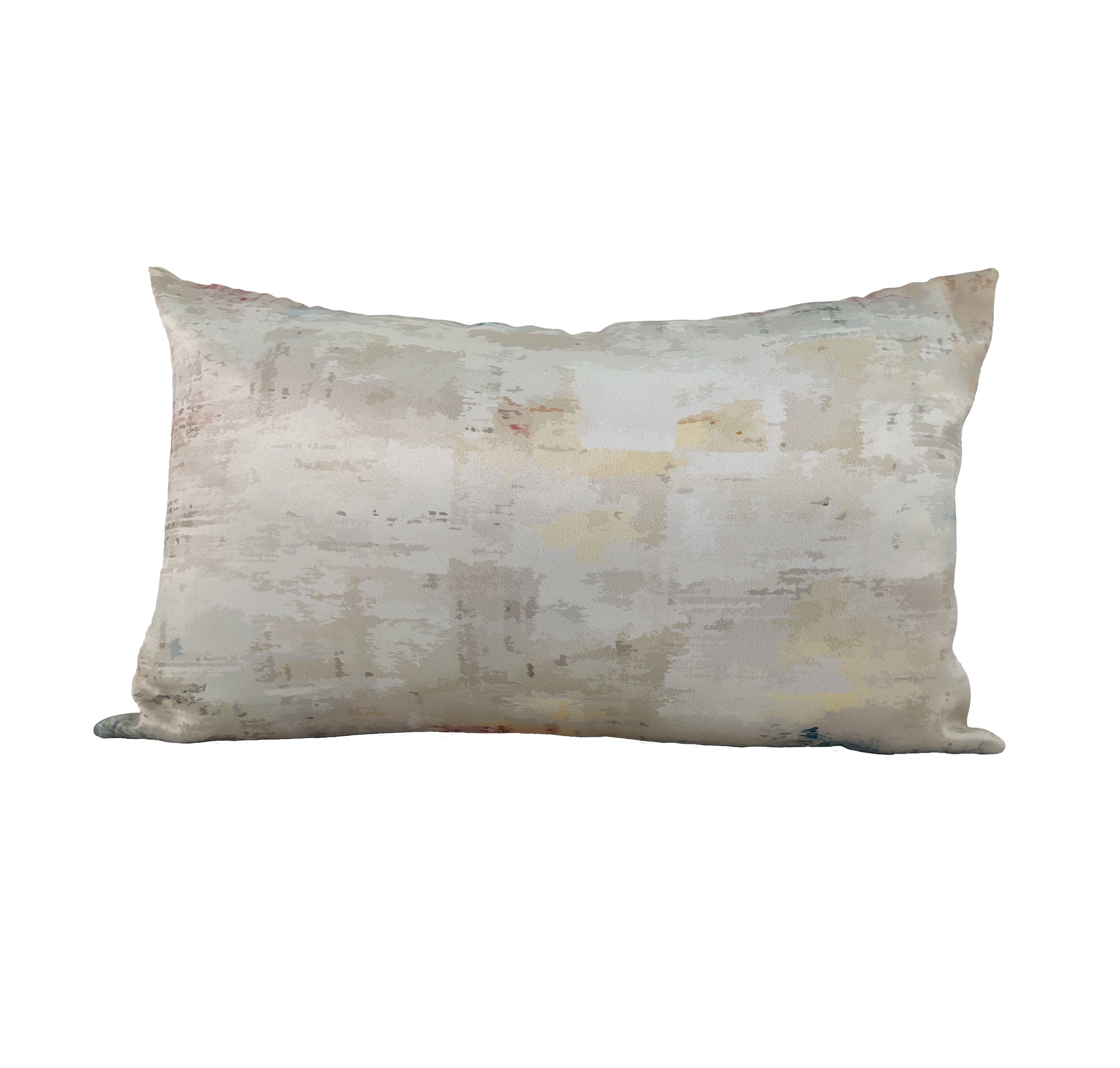 The RAMSHA HOME Polyester Cushion Print Cushion With Insert cs-247 features a soft abstract pattern in cream, beige, and pale yellow—ideal for enhancing your home décor.