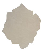The Handmade Rose Shape Rug HTW 106 by RAMSHA HOME is a beige, hand-tufted rug designed to resemble a blossoming rose, featuring subtle petal patterns etched into its surface.