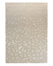 The RAMSHA HOME Modern Beige Textured Rug – Abstract Organic Pattern Neutral Area Rug (HTWV 203) features a subtle abstract design of irregular, slightly raised organic shapes on a flat beige background, offering a textured and contemporary look.