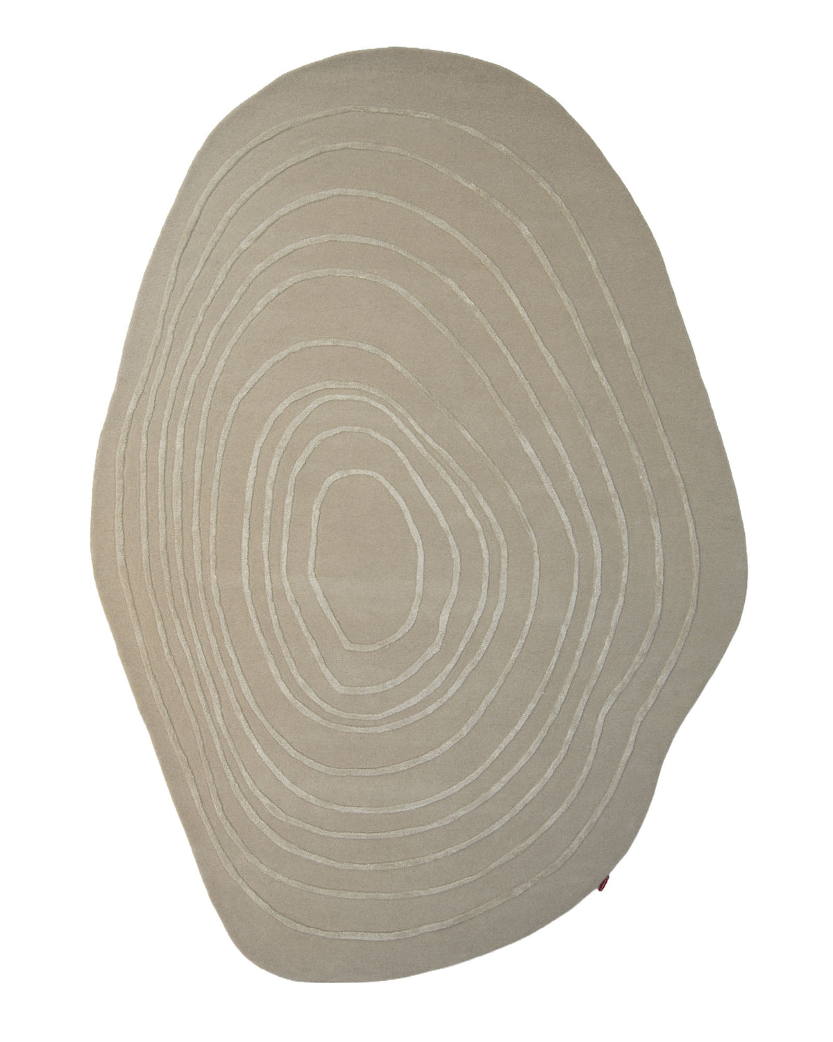 Luxurious Off-White Wool & Tencel Handmade Area Rug – HTWV 110 (200x300cm) by RAMSHA HOME, featuring an irregular contour design with concentric white lines reminiscent of tree rings or topographic map patterns, displayed on a plain white background.