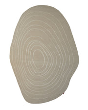 Luxurious Off-White Wool & Tencel Handmade Area Rug – HTWV 110 (200x300cm) by RAMSHA HOME, featuring an irregular contour design with concentric white lines reminiscent of tree rings or topographic map patterns, displayed on a plain white background.