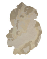 The RAMSHA HOME Contemporary Flow Area Handmade Rug HTW-153 features an irregular shape with layered, abstract patterns in beige, tan, and light brown tones reminiscent of a topographic map or natural landscape—making it an ideal statement piece for modern interiors.