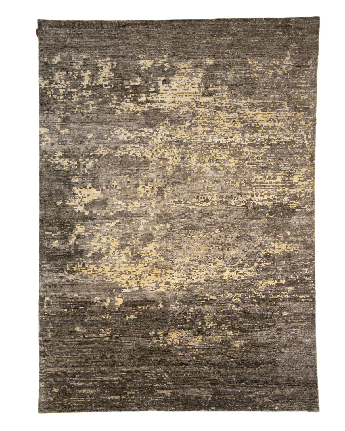 The Hand knotted Living Room Rug - HKWB-013 by RAMSHA HOME features a rectangular shape with a mottled pattern in shades of brown, tan, and beige, creating an abstract, weathered appearance.