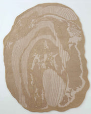 The RAMSHA HOME Abstract Beige Rug – Neutral Textured Modern Area Rug with Organic Pattern (HTW 156) features an irregular shape and a beige and white color palette, showcasing abstract patterns reminiscent of wood grain or topographic lines. This neutral area rug brings an artistic and modern touch to any space.