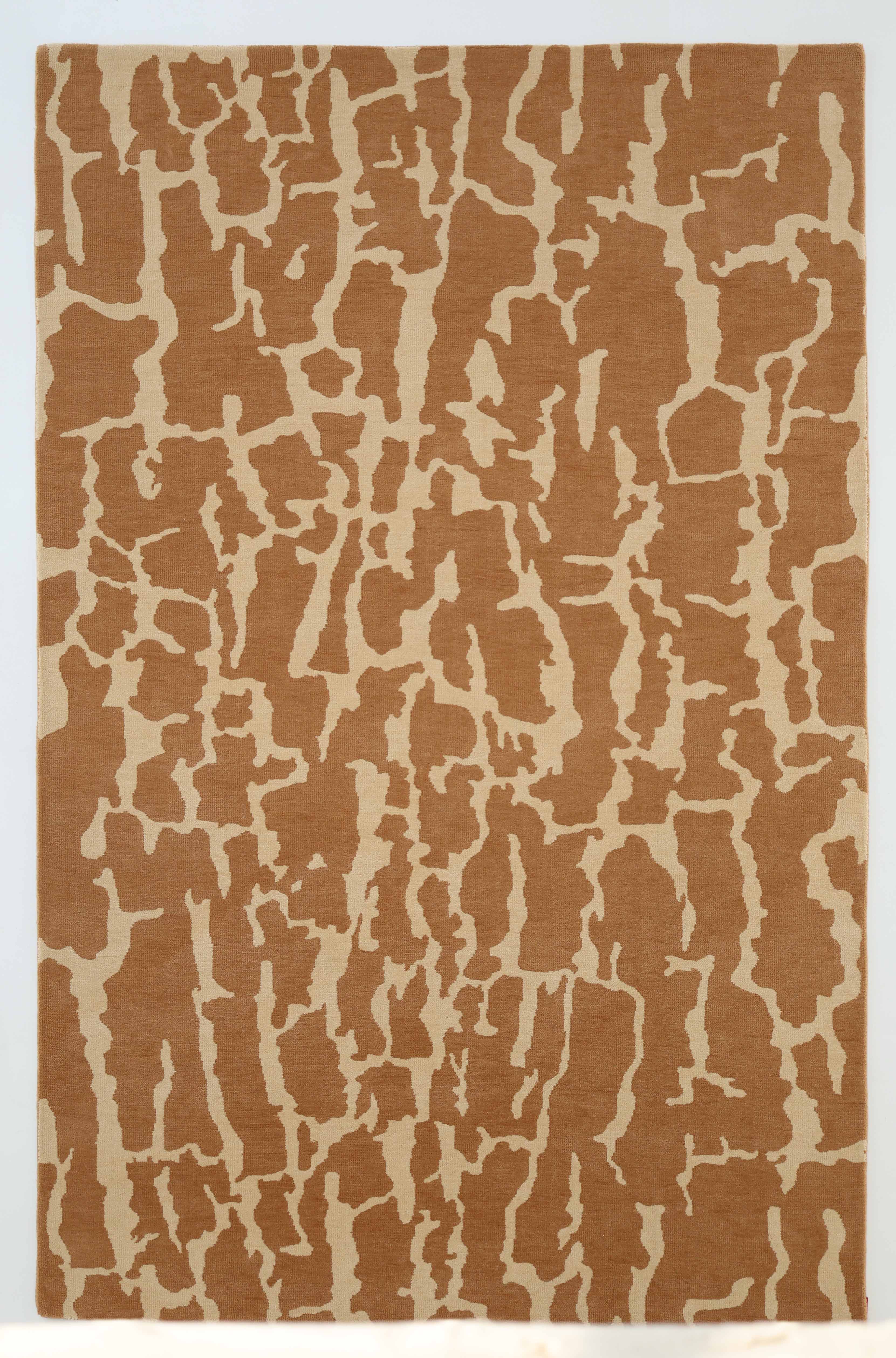 The RAMSHA HOME Natural Drift Round Area Rug CMN 116 features a handcrafted abstract beige and brown pattern, adding a unique modern touch to any space.