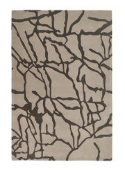 The RAMSHA HOME Abstract Charcoal Line Pattern Beige Rug – HTWV-29 (202x292 CM) features a modern beige base with bold, irregular black lines, combining contemporary style and natural inspiration in a hand-tufted design.