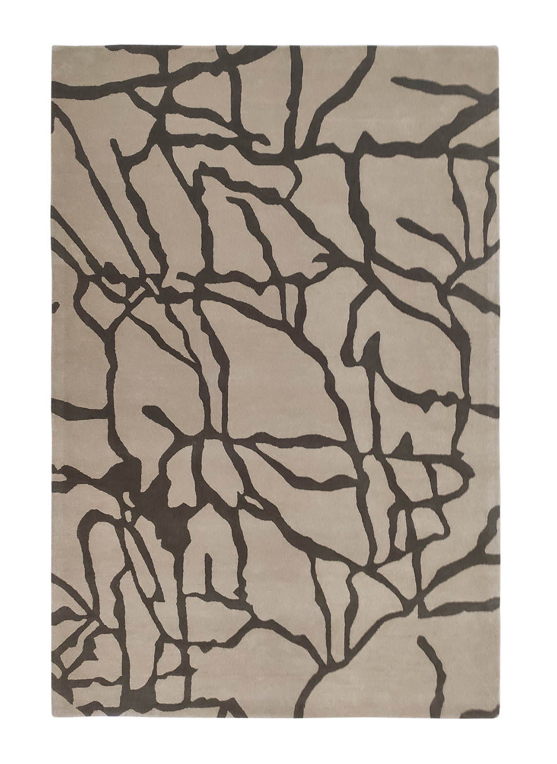 The RAMSHA HOME Abstract Charcoal Line Pattern Beige Rug – HTWV-29 (202x292 CM) features a modern beige base with bold, irregular black lines, combining contemporary style and natural inspiration in a hand-tufted design.