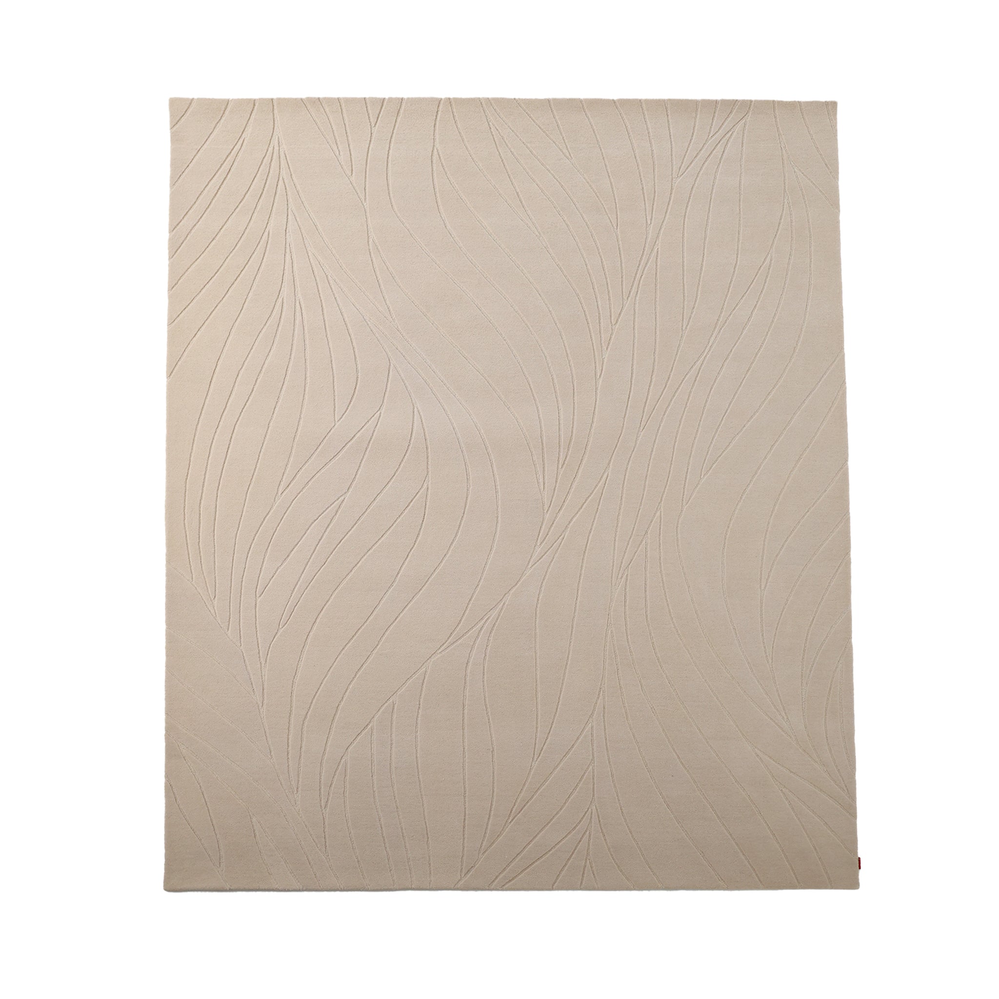 The RAMSHA HOME Beige Color Handmade Rug - HTW 105 (300x400 cm) features a neutral rectangular design with a subtle wavy embossed pattern, creating an elegant, minimalistic carved texture across the surface.