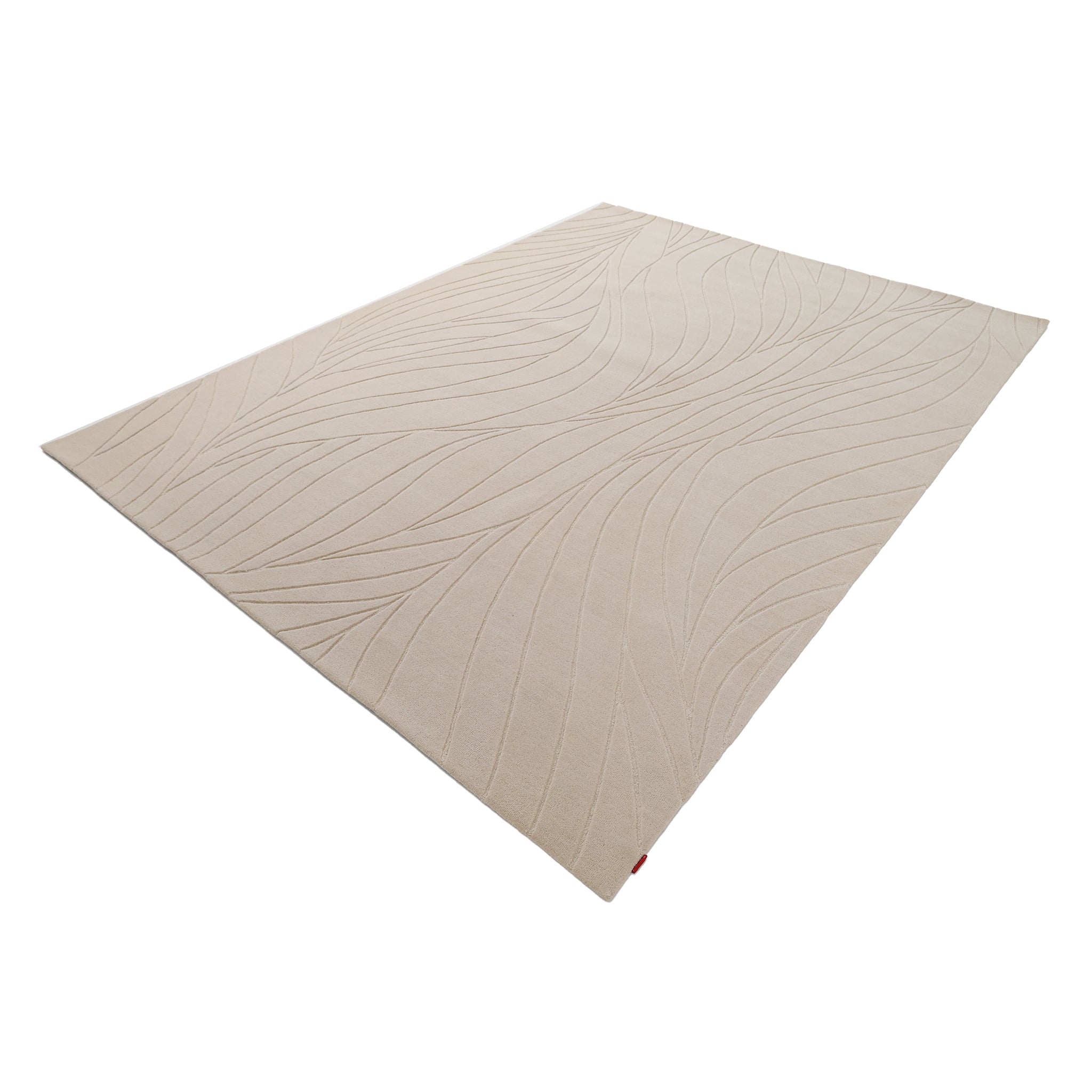 The RAMSHA HOME Beige Color Handmade Rug - HTW 105 (300x400 cm) features a large rectangular shape, subtle wavy pattern, and raised carved texture, displayed on a white background.