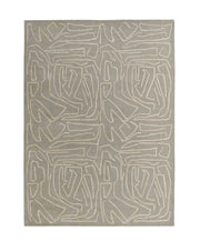 The RAMSHA HOME Modern Handmade Rug – HTWV-38 (250x350 CM) features a light gray background with an abstract, maze-inspired pattern in a lighter shade, offering modern geometric style across the whole surface.