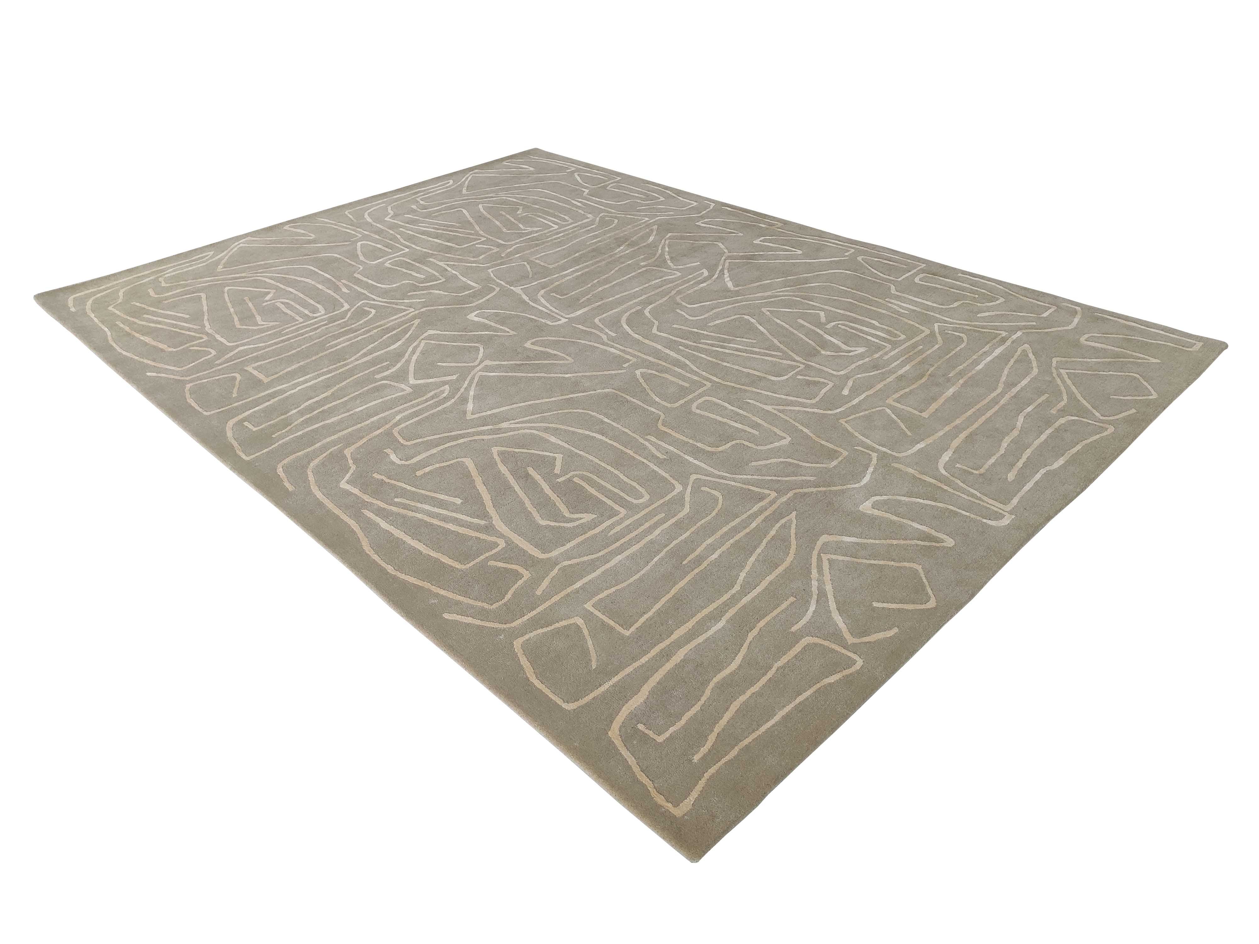 The RAMSHA HOME Modern Handmade Rug – HTWV-38 (250x350 CM) features a light, muted color with an abstract raised pattern. Made from a Tencel blend, it is shown on a white background.