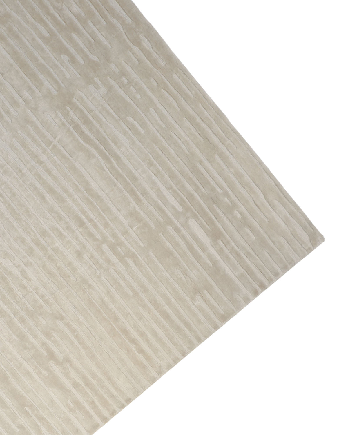 The RAMSHA HOME “Home Decor Handmade Area Rug - HTV 17” is a beige, hand-tufted rug featuring a subtle, textured pattern of vertical lines, shown at an angle against a white background.
