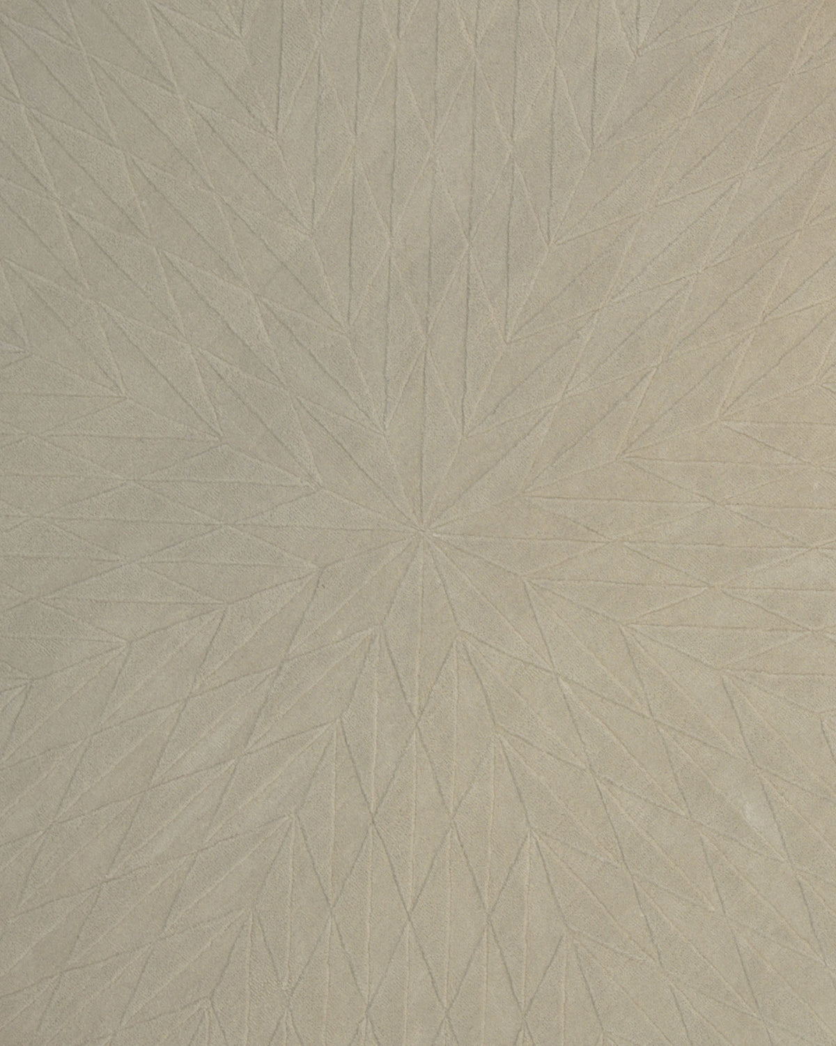 Handcrafted with artisanal care, the RAMSHA HOME Beige Handmade Round Rug HTW 107 (200cm) features a geometric pattern of light beige lines radiating from the center in a starburst shape on a textured, neutral background. This natural fiber rug boasts an abstract, symmetrical design that beautifully showcases expert craftsmanship.
