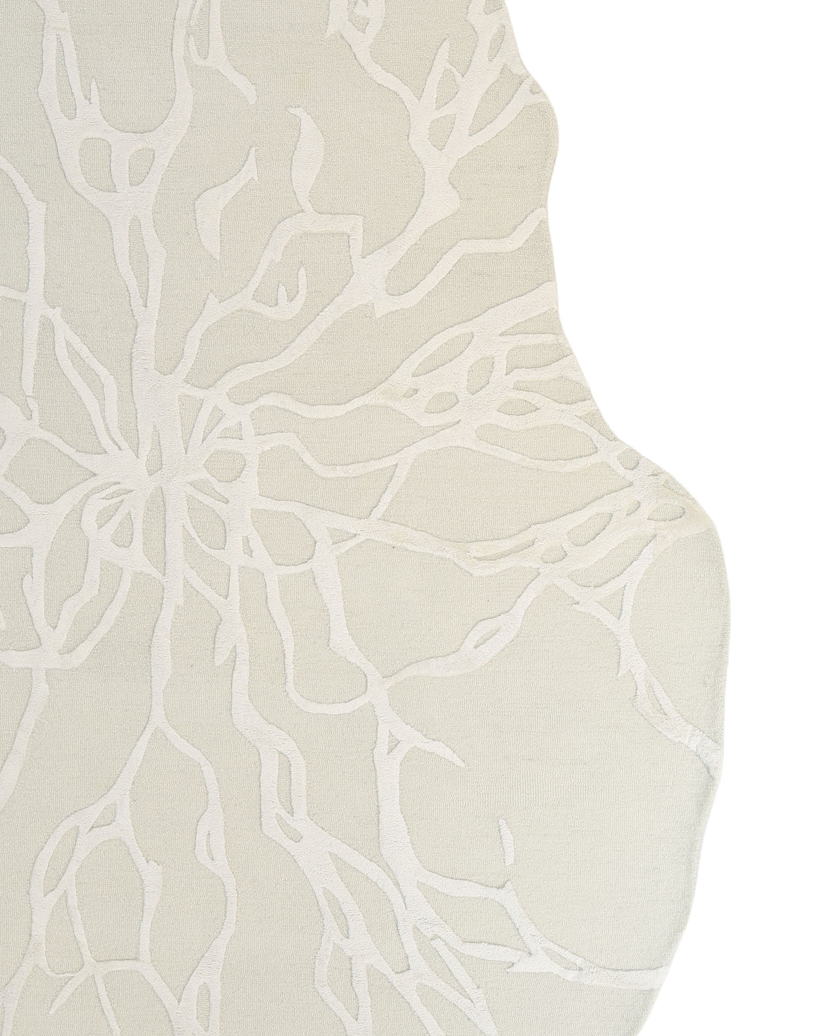 The Premium Beige Handmade Carpet HTWV-100 – 200×300 cm by RAMSHA HOME features an abstract, branching pattern in light beige tones reminiscent of tree roots or veins. With its irregular shape and off-white color palette, this modern wool rug serves as a stunning neutral area rug that effortlessly enhances contemporary interiors.