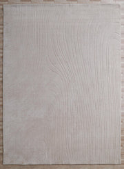 The RAMSHA HOME Modern Handmade Area Cream Color Rug (300x400 cm, LKH-046) features a rectangular shape with subtle wavy raised lines in an abstract pattern, shown on a light wood floor.