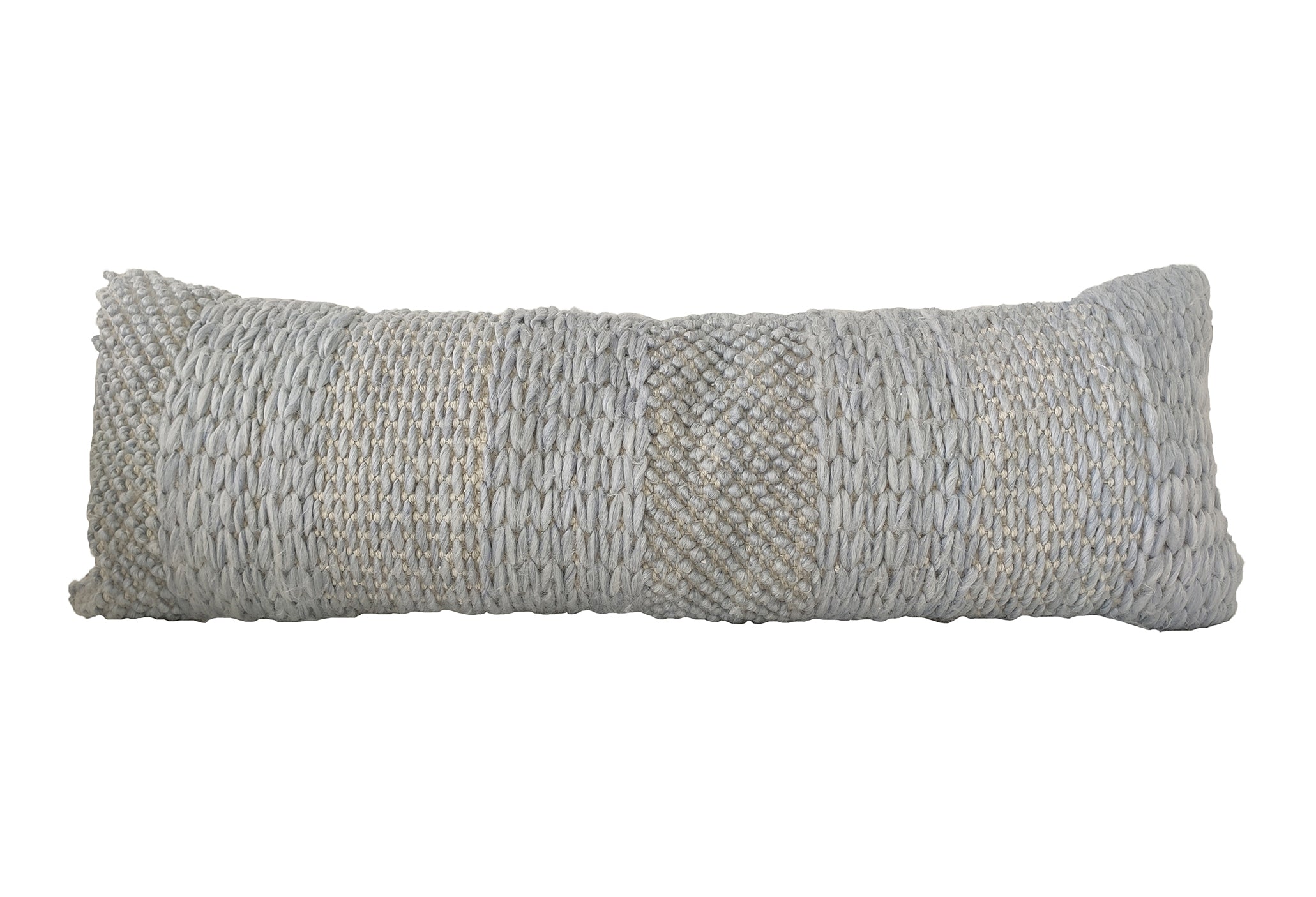 The RAMSHA HOME Woven Cushion Soft Sofa Cushion CS-278 is a rectangular, light gray cushion with textured horizontal patterns and subtle shade variations, ideal for adding stylish comfort to your sofa with its plush insert.