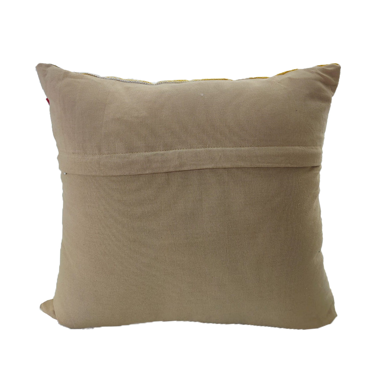 The RAMSHA HOME Yellow Color Boho Cushion CS-269 is a square decorative pillow featuring a visible horizontal flap-style opening on the back, shown against a white background.