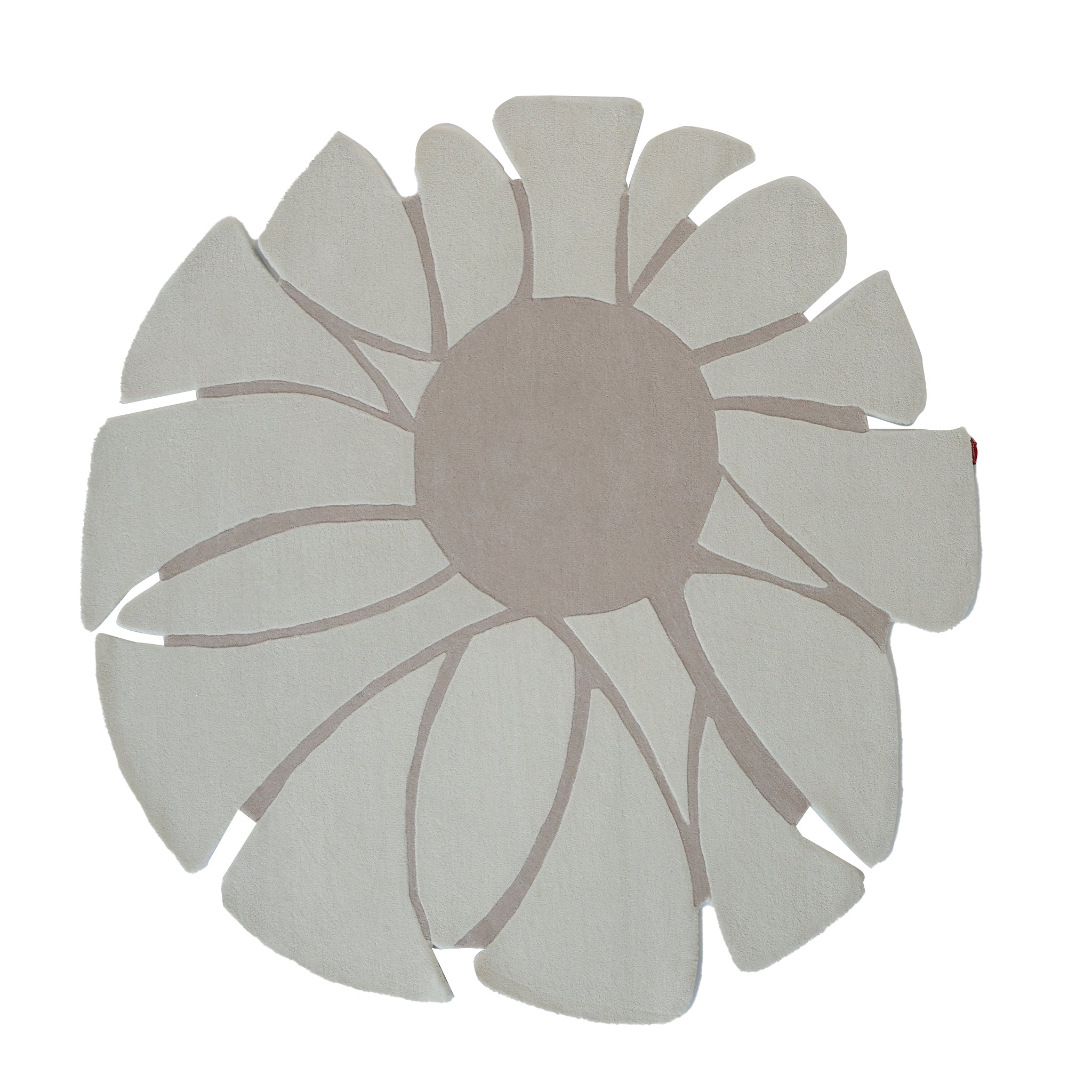 The RAMSHA HOME Luxurious Brown & Beige Color Round Hand Tufted Rug – HTW 58 (200cm) boasts a modern flower design with a solid center and large, irregular petals in soothing beige tones—perfect for making a statement in any room.