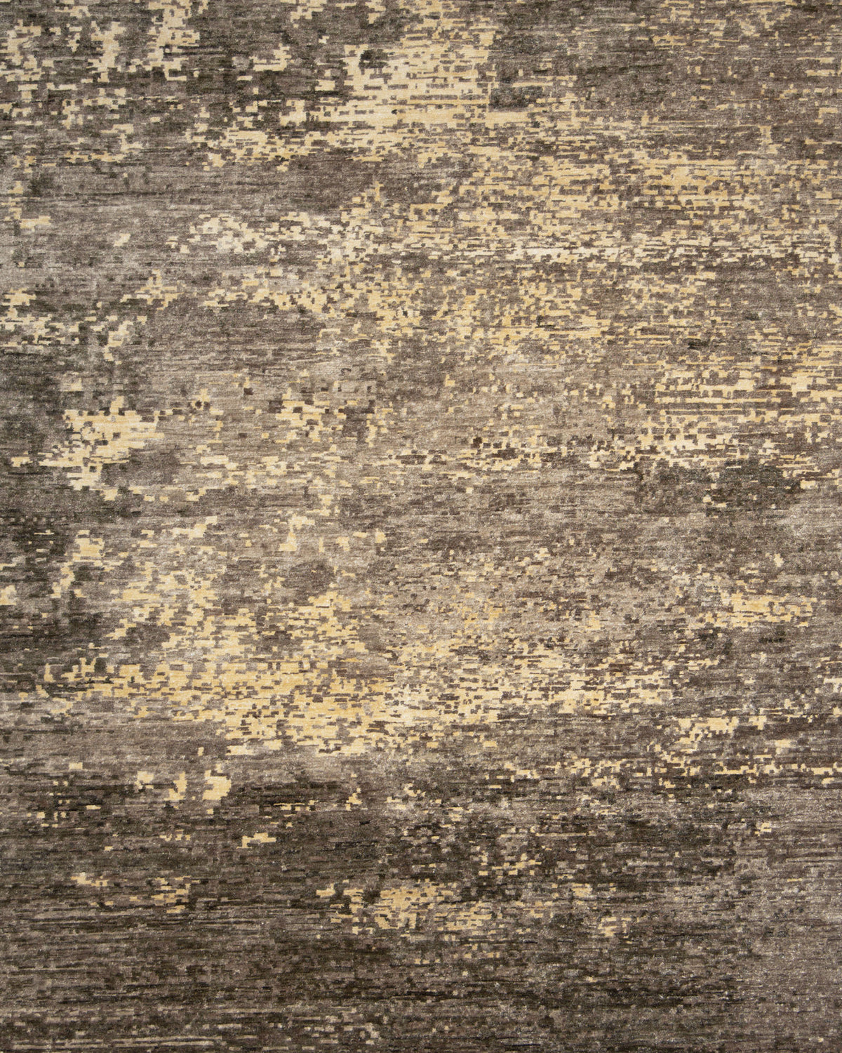 The RAMSHA HOME Hand Knotted Living Room Rug - HKWB-013 features a modern, pixelated distressed design with a textured surface and an abstract pattern in shades of beige, brown, and gray.
