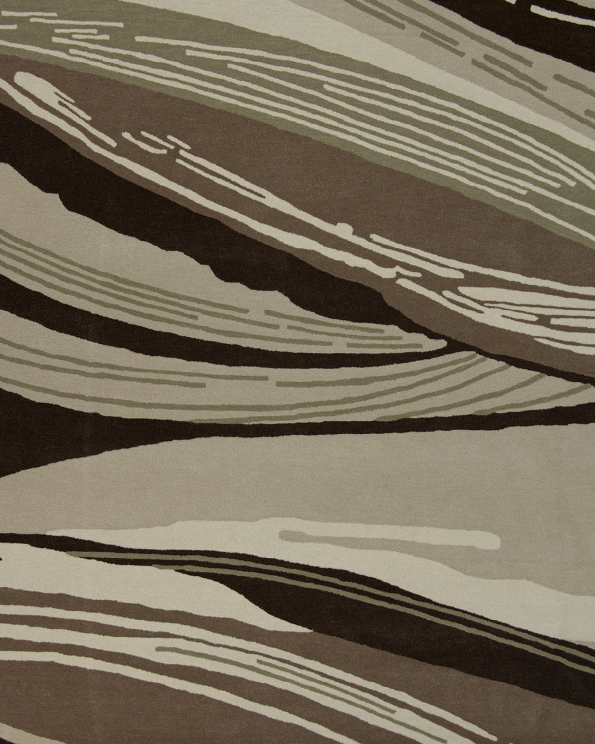Elevate your space with the Striking Pattern Home Decor Handmade Carpet – HTW-61 by RAMSHA HOME. Featuring an abstract design of curved, overlapping lines in rich shades of brown, beige, and taupe—evoking stylized wood grain or flowing waves—this modern rug is expertly handtufted from a luxurious wool blend for enduring comfort and beauty.