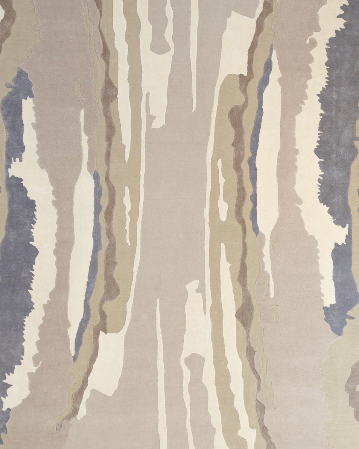 Introducing the RAMSHA HOME Classic Rectangle Handmade Area Rug- HTWV 177 (300x400 cm), featuring an abstract beige design with wavy vertical stripes in cream, taupe, brown, and gray. Reminiscent of natural stone or wood grain textures, this neutral area rug effortlessly elevates any décor with its sophisticated dimension.