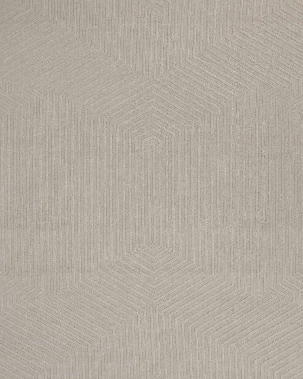 Crafted by RAMSHA HOME, the Home Decor Handmade Area Rug - LKH-014 (200x300 cm) features a textured beige surface highlighted by a subtle geometric hexagonal pattern made up of raised, concentric lines. Inspired by Scandinavian aesthetics, this design introduces depth and visual appeal to the neutral background.