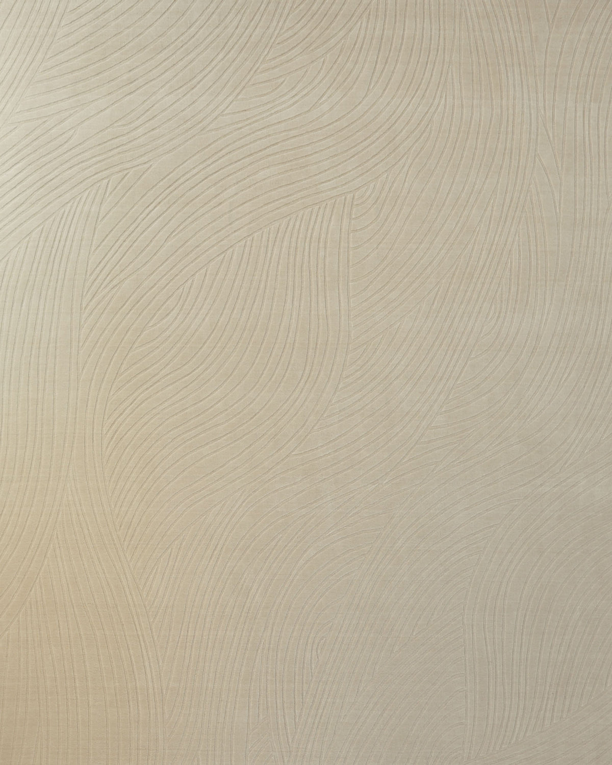 The RAMSHA HOME Decorative Rectangle Handmade Beige Color 300x400 cm Area Rug (LKH-033) features a textured, abstract design with subtle, wavy, and curved lines that flow smoothly across the beige surface. Reminiscent of modern artistry, these gentle patterns create a sense of movement and depth.