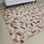 Geometric Cube Pattern Handmade Leather Area Rug LR-012