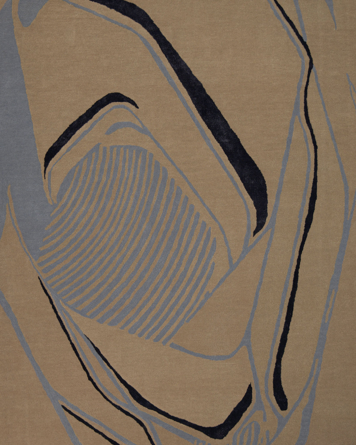 Introduce modern artistry and texture to your space with the RAMSHA HOME Modern Abstract Beige & Blue Line Art Rug – HTWV-25 (202x292 CM). Featuring curved black, blue, and gray lines on a beige background that form geometric and organic shapes with a central oval pattern of parallel lines, this hand-tufted rug creates a striking focal point in any room. Ideal as an abstract area rug, it’s perfect for showcasing contemporary style in your home.