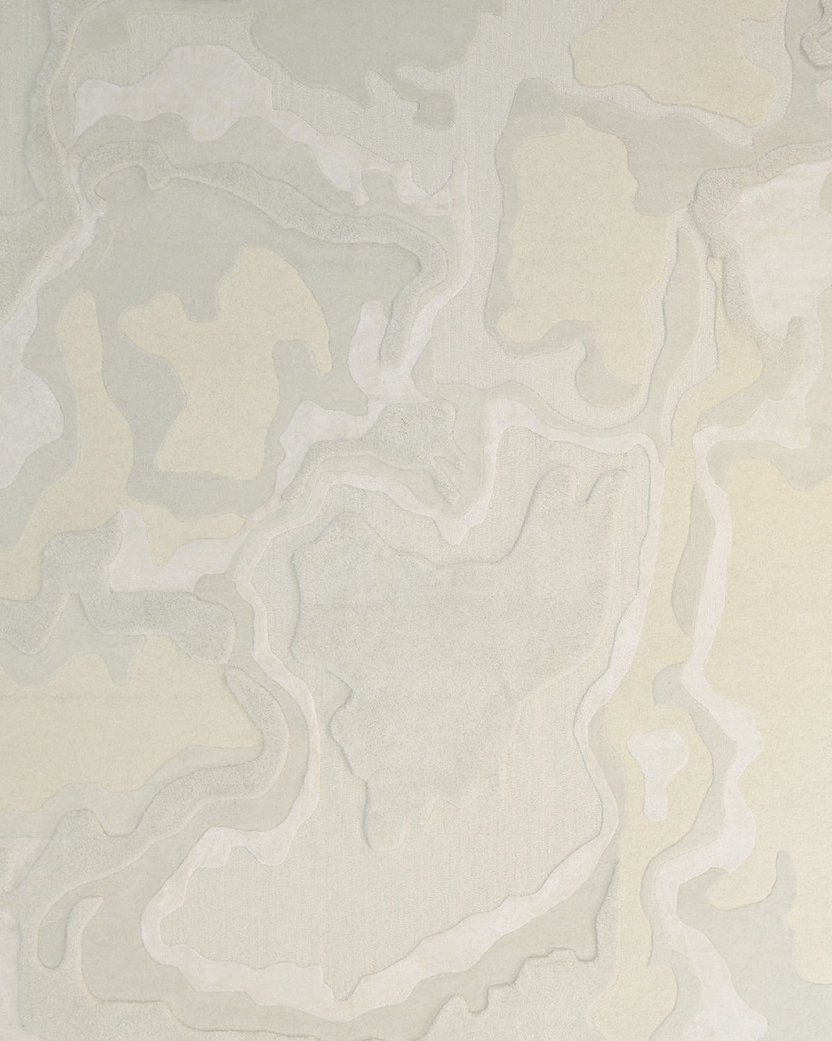 Featuring a handcrafted, textured design of organic wavy shapes in soft beige, cream, and light gray tones reminiscent of a topographic map or modern camouflage, the RAMSHA HOME Handcrafted Natural White Area Rug – HTWV-129 offers a sophisticated layered appearance—making it an ideal choice for contemporary interiors seeking a stylish beige area rug.