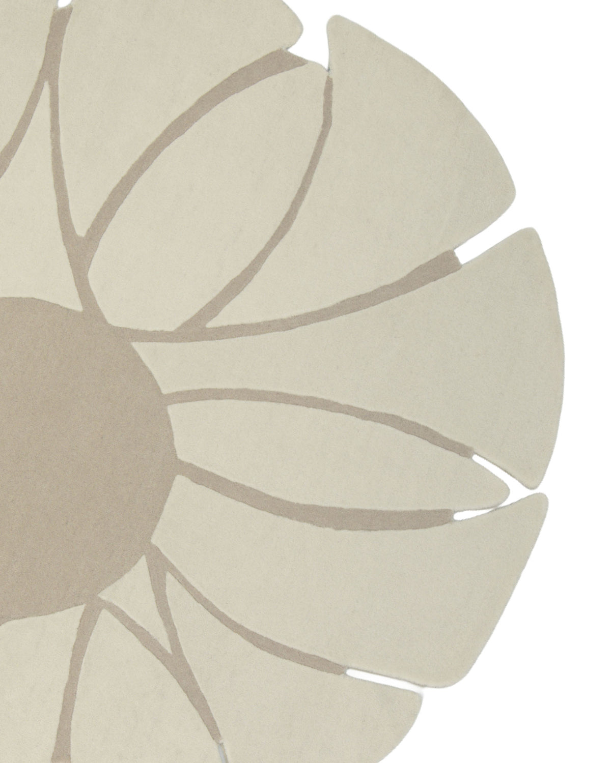 Experience the elegant aesthetic of RAMSHA HOME’s Luxurious Brown & Beige Color Round Hand Tufted Rug - HTW 58 (200cm), featuring a minimalist illustration of a flower with a round center and broad, simple petals in soft beige tones—perfectly suited for those seeking modern style in an area rug or flower shape rug.
