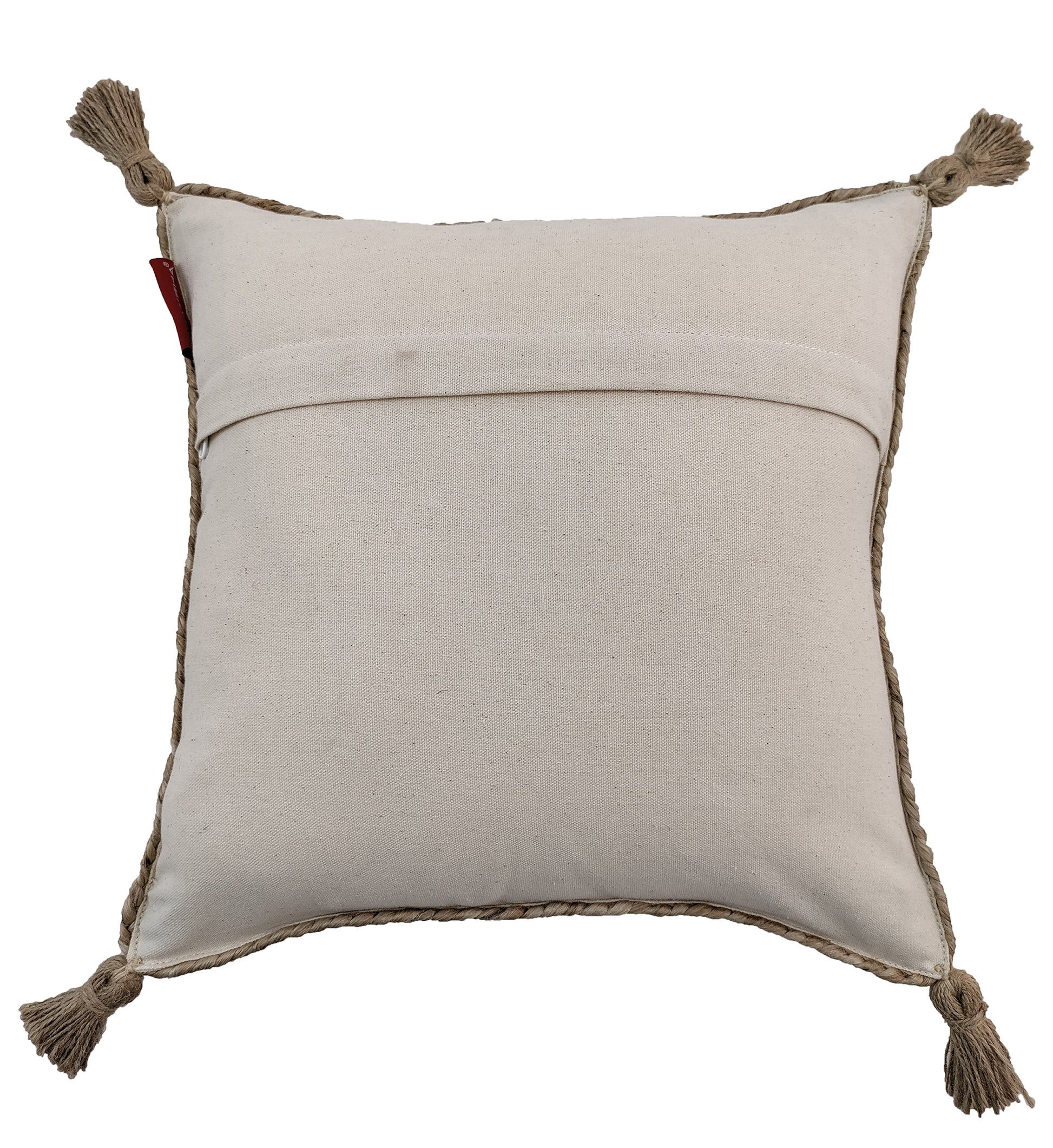 Enhance your sofa or bed with the luxurious feel of our Jute Cotton Cushion, complete with stylish tassels