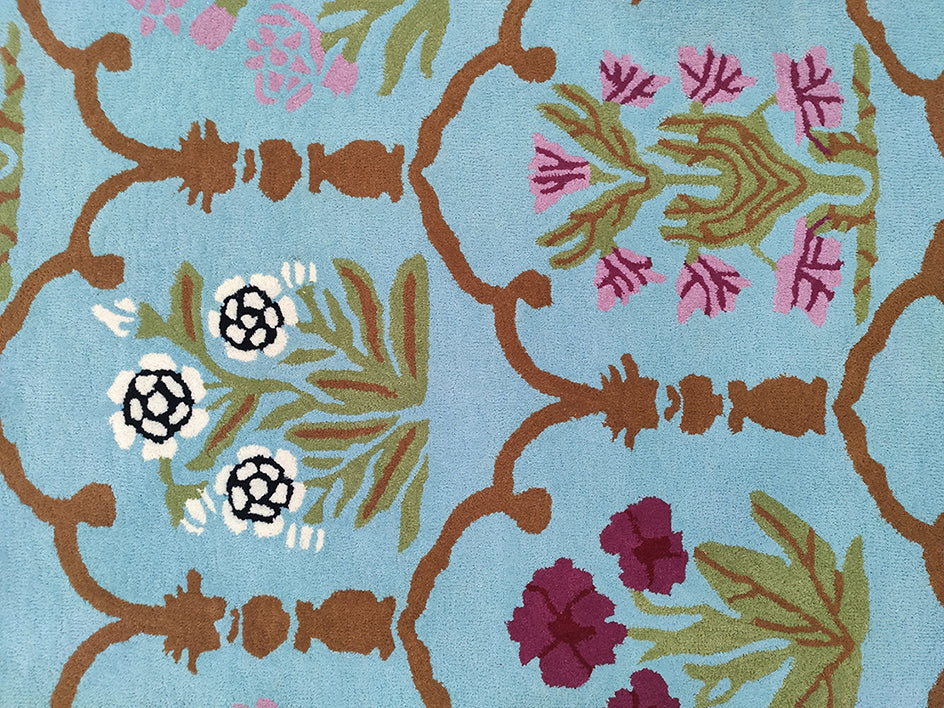 Handmade Blue Floral Wool Carpet 202x292 cm | RAMSHA HOME HTW-25
