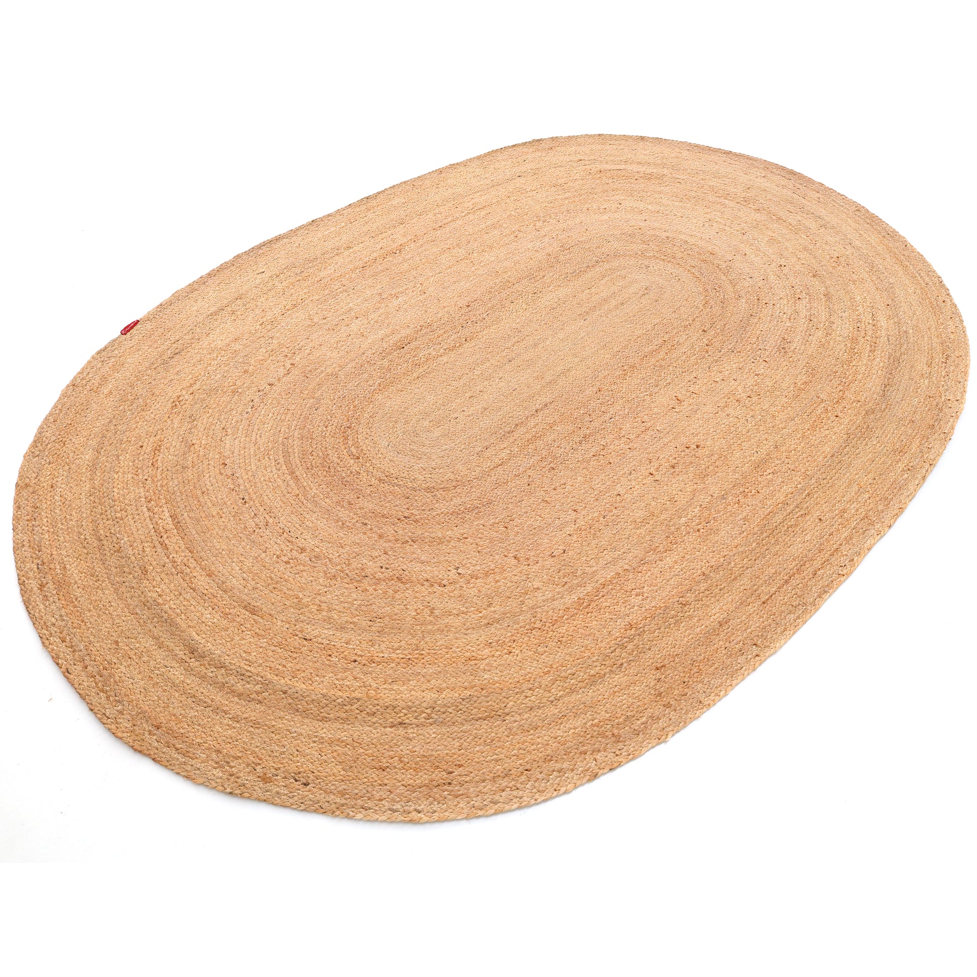 The RAMSHA HOME Handmade Natural Color Oval Shape Braided Rug (BR 036) is presented on a white background.