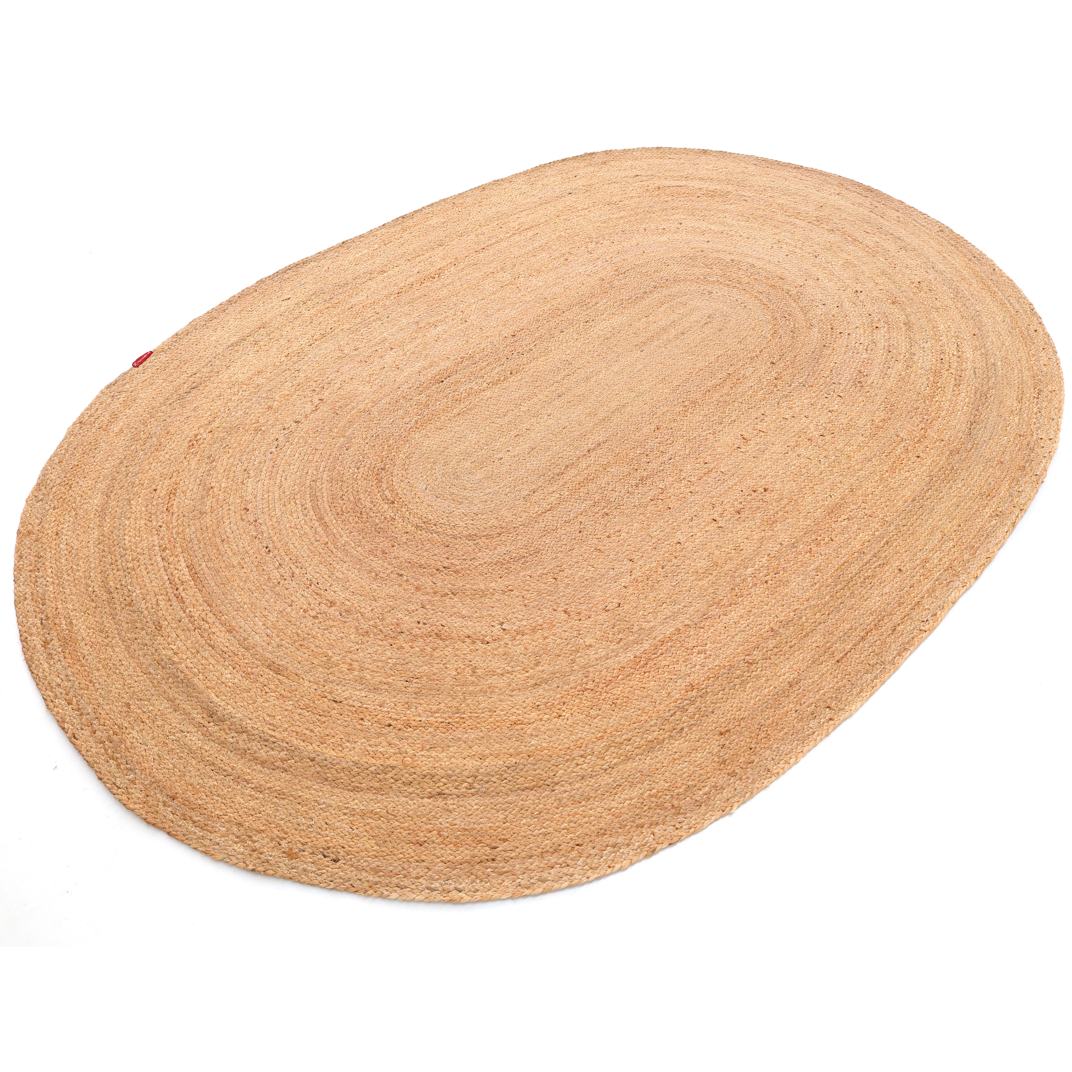 The RAMSHA HOME Handmade Natural Color Oval Shape Braided Rug (BR 036) is presented on a white background.