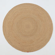 The RAMSHA HOME Luxurious Handmade Home Decor Jute Rug Circle - BR 088 is a light tan, round braided rug with spiral rings, displayed on a white background—perfect for adding natural warmth and texture to any room.