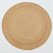 The RAMSHA HOME Handmade Jute Braided Rugs for Living Room BR-016 is a natural round rug with concentric patterns, featuring a warm organic tone and shown on a white background.