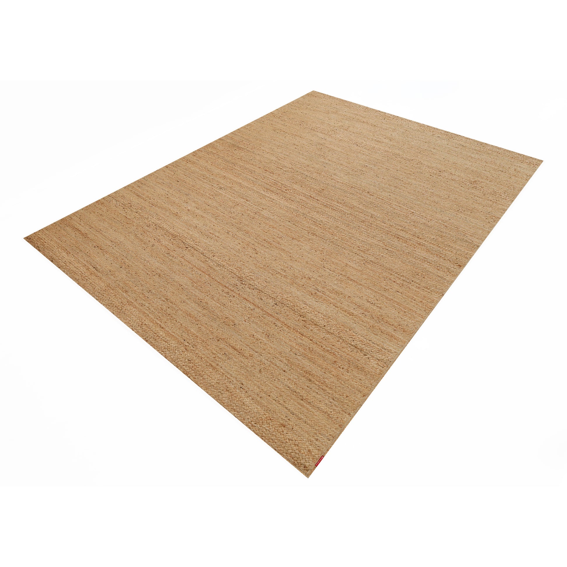 The RAMSHA HOME Beautiful Handmade Braided Rug - BR 071, a rectangular natural-colored jute rug, is displayed on a white background at an angle for a 3D view.