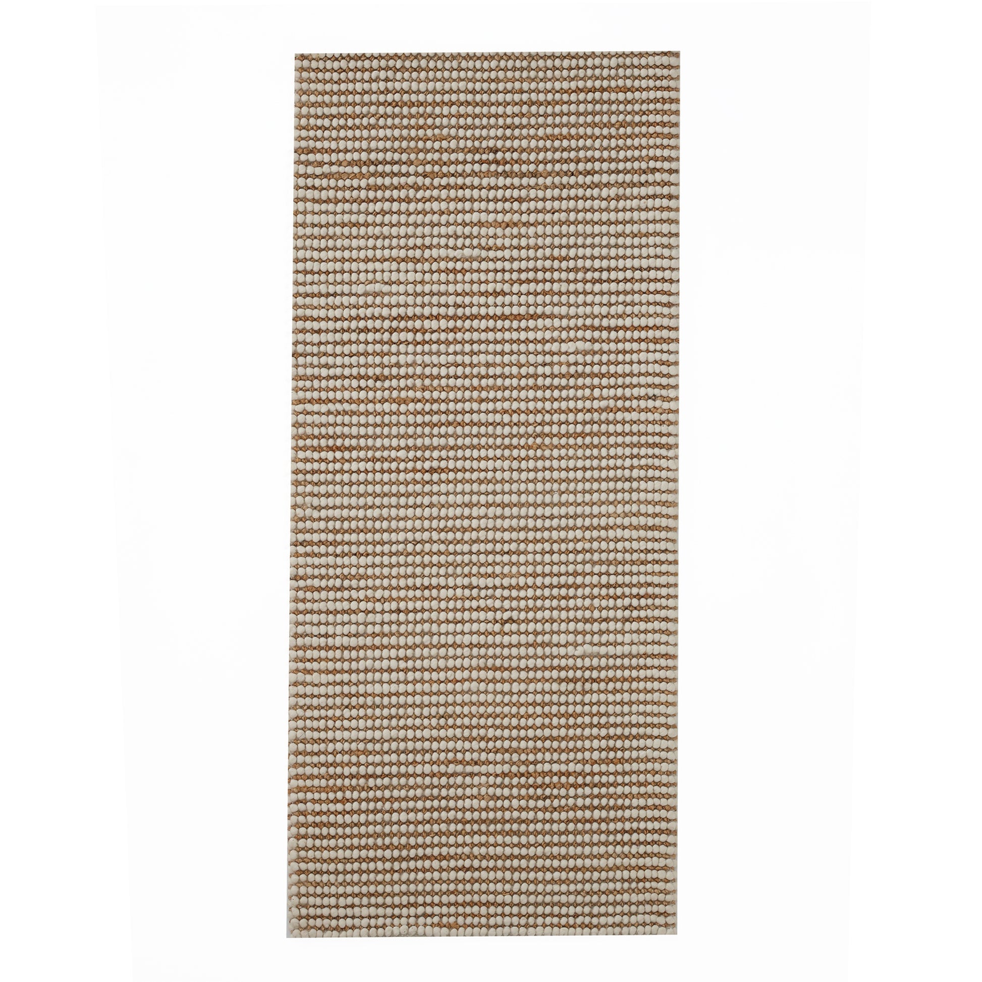 The RAMSHA HOME Solid Textured Loop Pile Woven Rug for Home Decor SRN-027 features a small geometric pattern in brown, beige, and cream, crafted from natural fibers and shown on a plain white background.