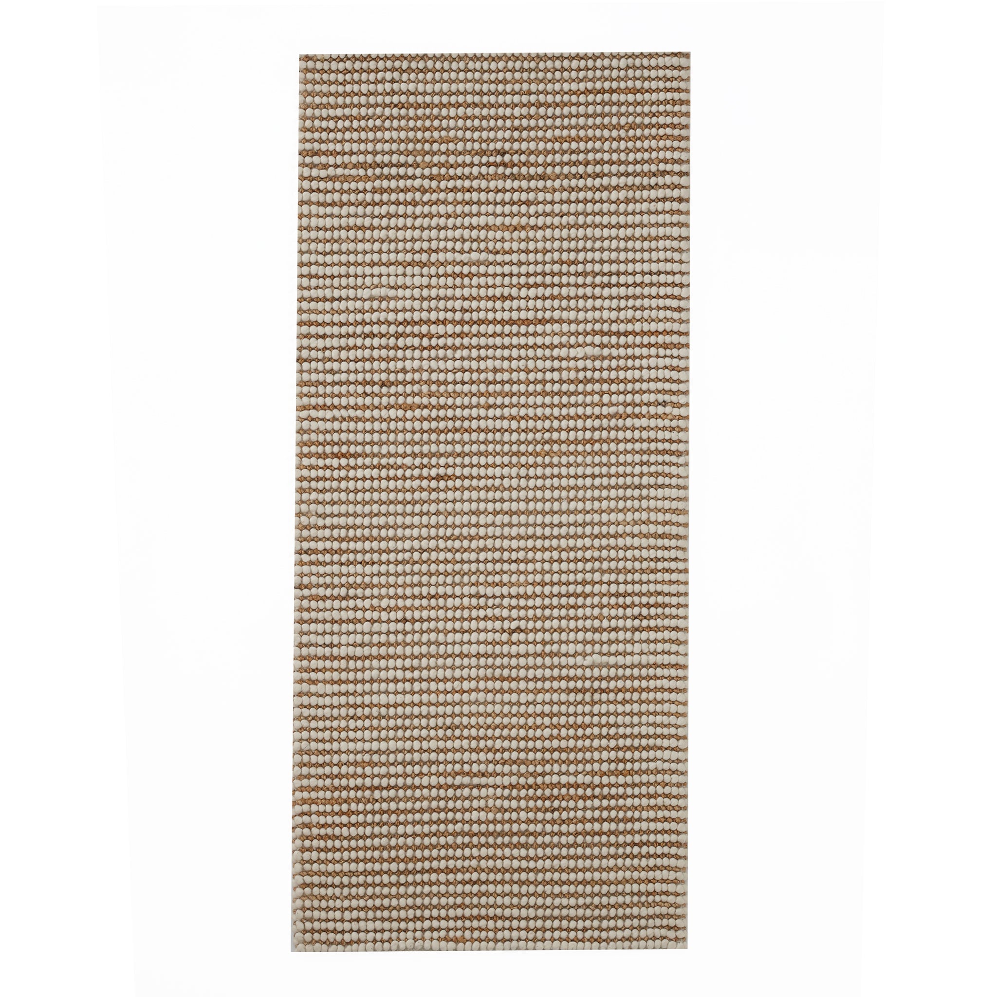 The RAMSHA HOME Solid Textured Loop Pile Woven Rug for Home Decor SRN-027 features a small geometric pattern in brown, beige, and cream, crafted from natural fibers and shown on a plain white background.