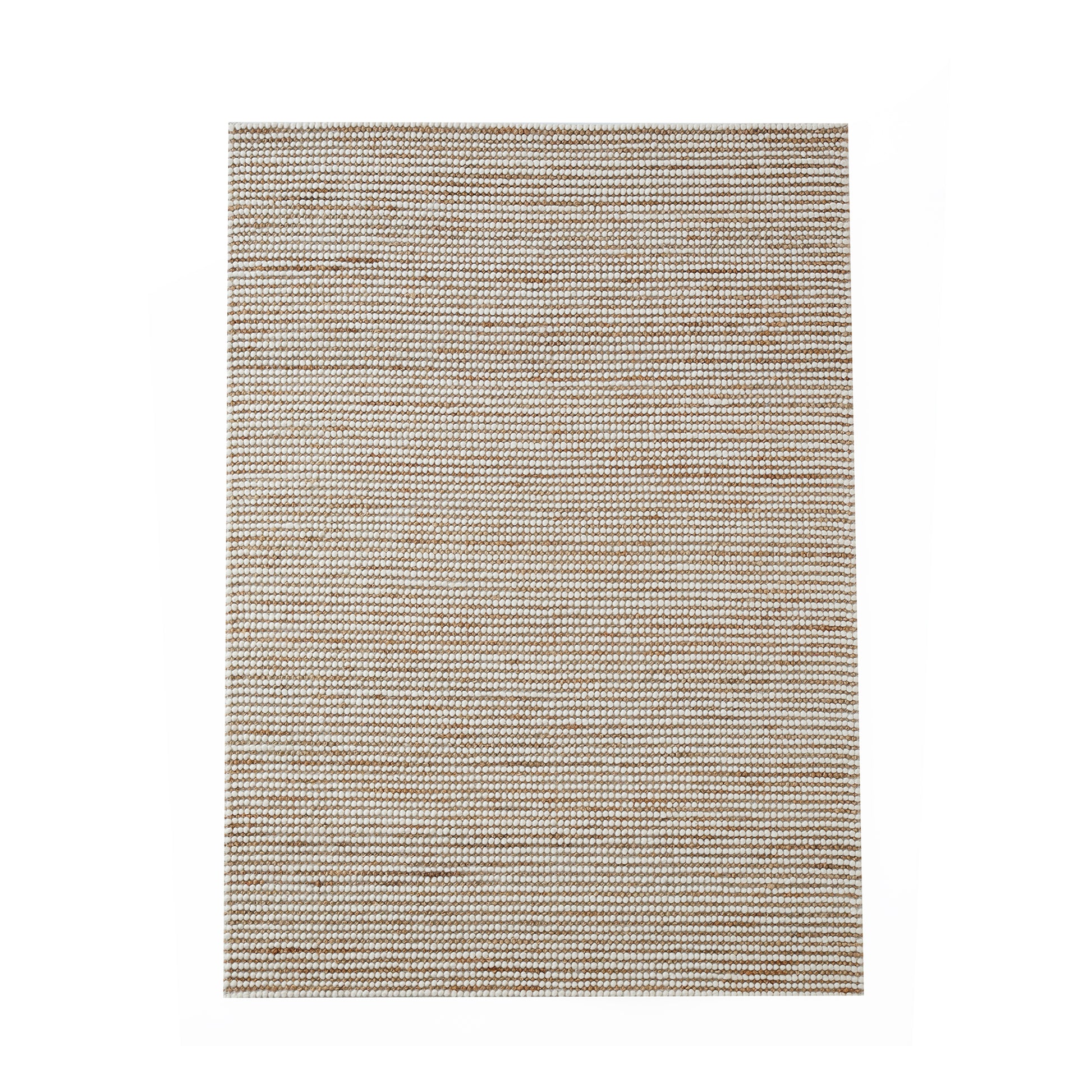 The RAMSHA HOME Solid Textured Loop Pile Woven Rug SRN-027 features a tightly woven texture in beige and light brown natural fibers, perfect for home decor, shown on a white background.
