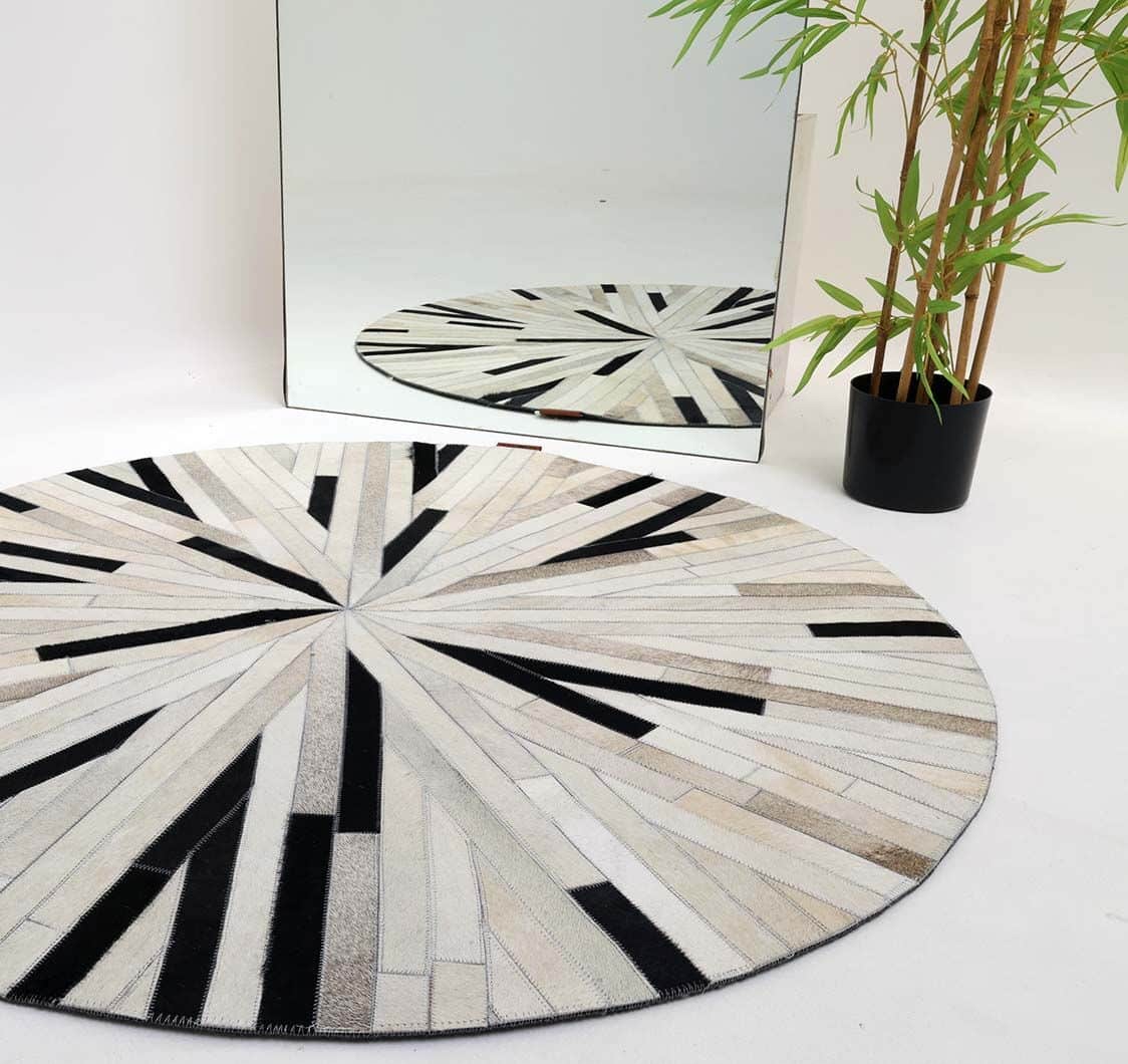 Stunning Multi Color Dining Room Decor Leather Rug - LR 021